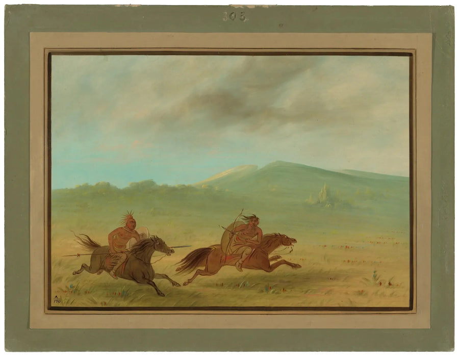 An Osage Indian pursuing a Camanchee - George Catlin