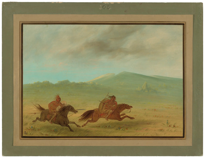 An Osage Indian pursuing a Camanchee - George Catlin