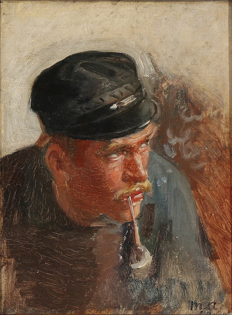 A young fisherman smoking a pipe. - Michael Peter Ancher