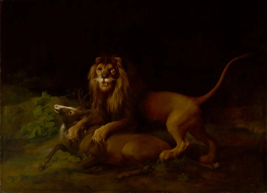 A lion attacking a deer - George Stubbs