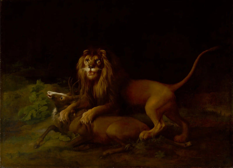 A lion attacking a deer - George Stubbs