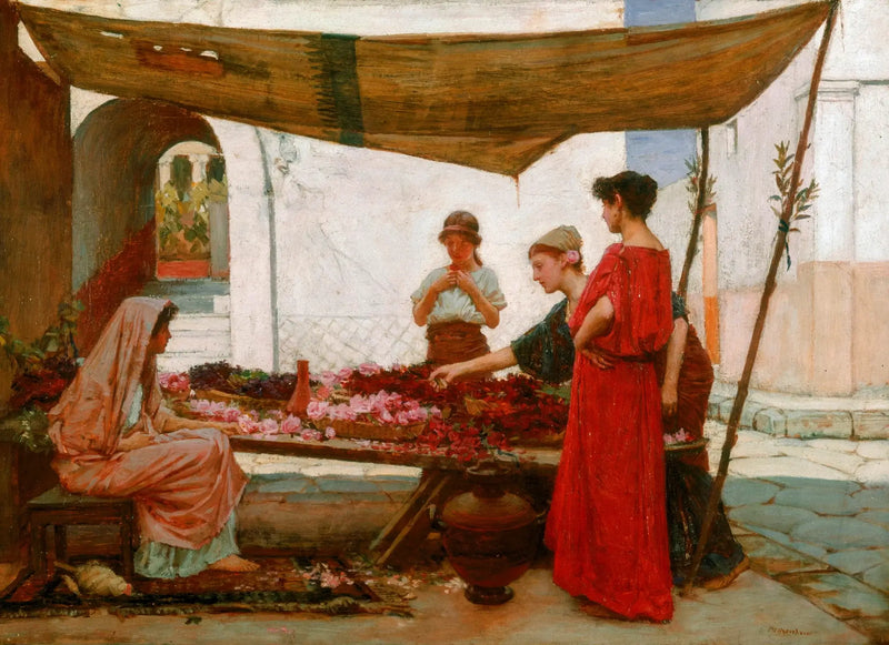 A Greek Flower Market - John William Waterhouse