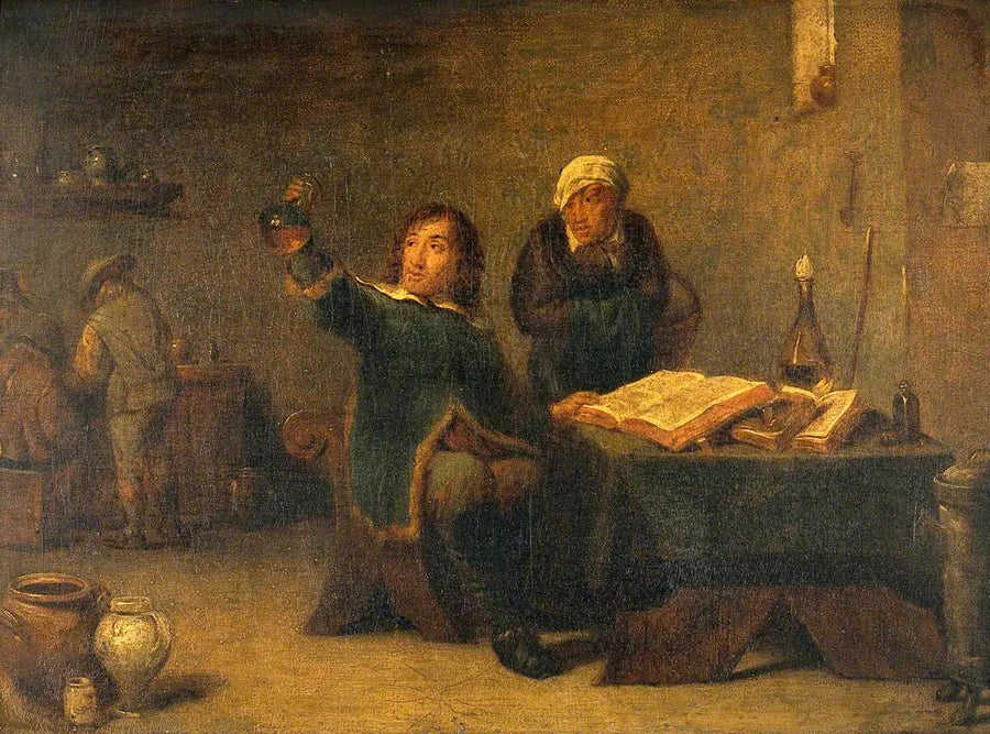 A doctor examining a urine vial - David Teniers the Younger