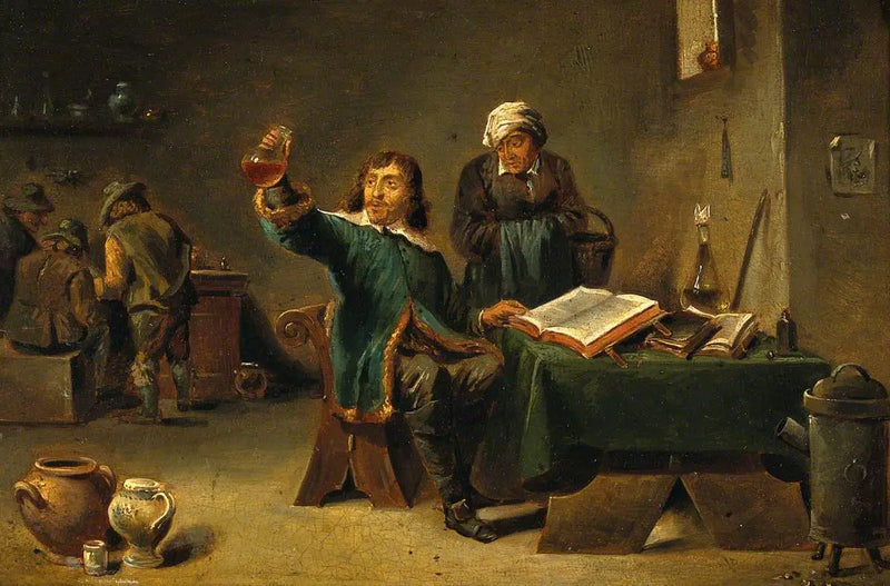 A doctor examining a urine vial - David Teniers the Younger