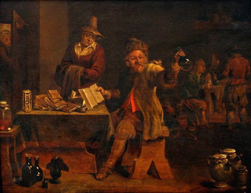 A doctor examines the urine provided by a patient - David Teniers the Younger
