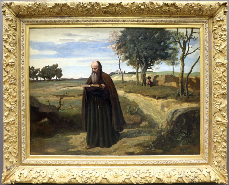 A Monk Reading - Jean-Baptiste Camille Corot