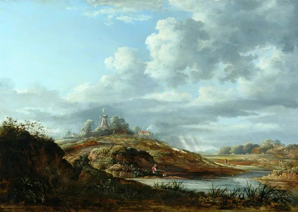 Un moulin à vent au-dessus d'une rivière - John Constable image 1 reproduction d’œuvre d’art à l’huile