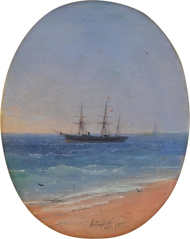 A Russian Navy ship off the coast - Ivan Aivazovsky