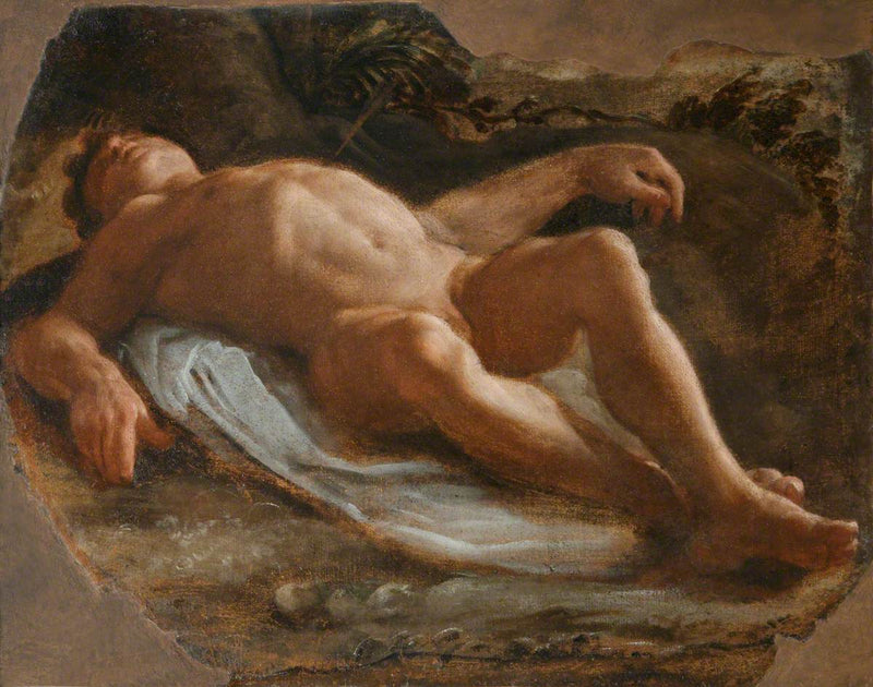A reclining male nude (fragment) - Annibale Carracci