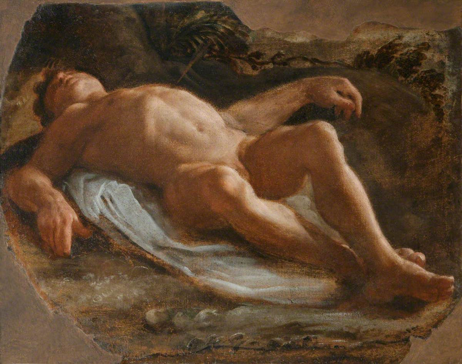 A reclining male nude (fragment) - Annibale Carracci