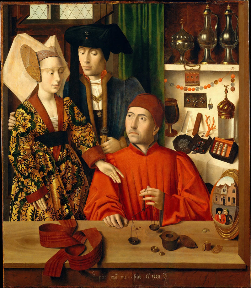 A goldsmith in his workshop, perhaps Saint Eligius - Petrus Christus