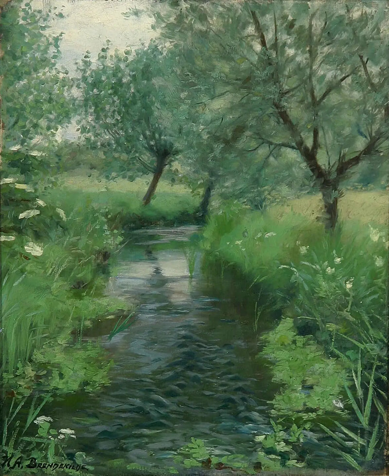A landscape with a stream. - H. A. Brendekilde