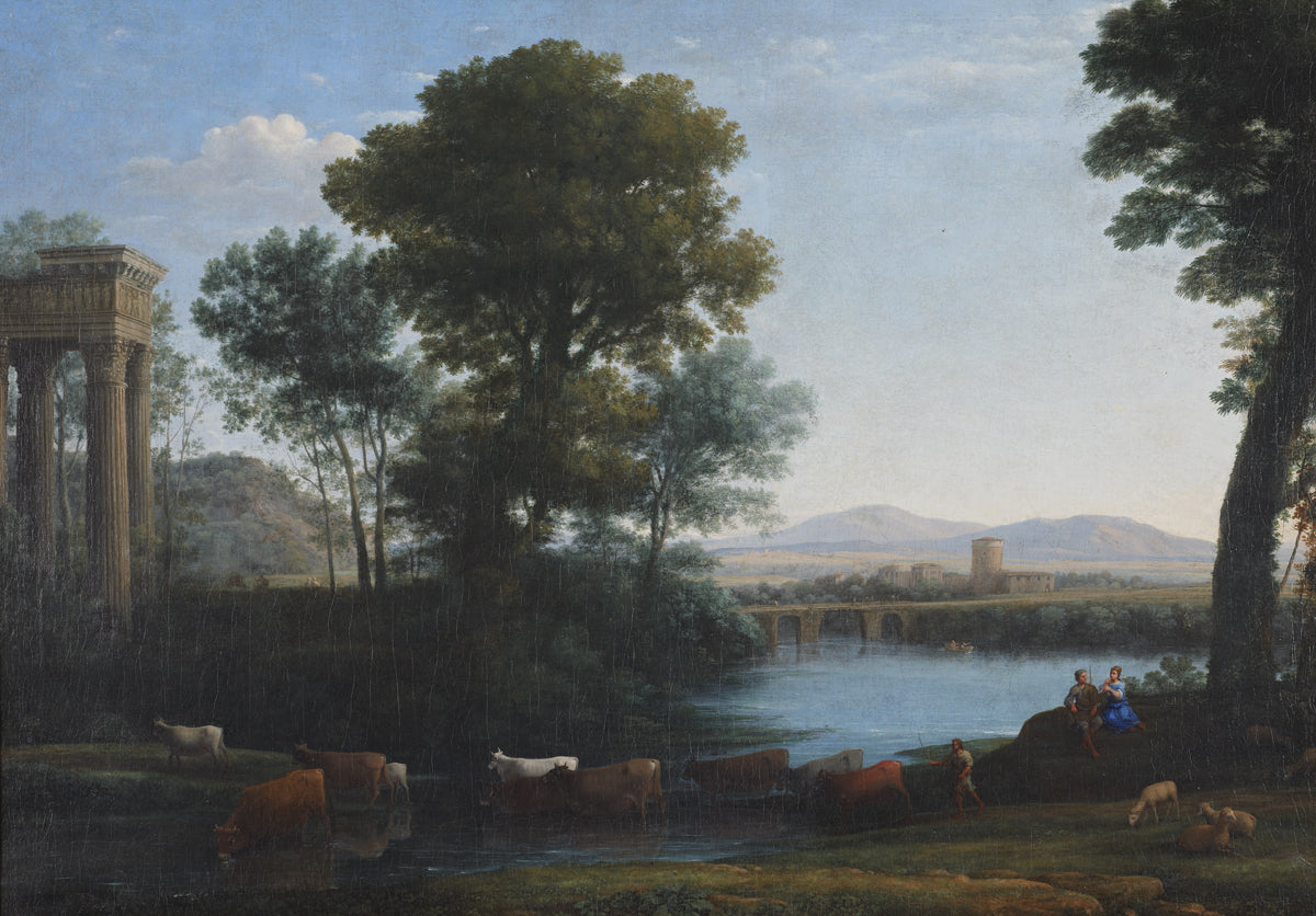 A classical landscape with cattle crossing a stream - Claude Lorrain