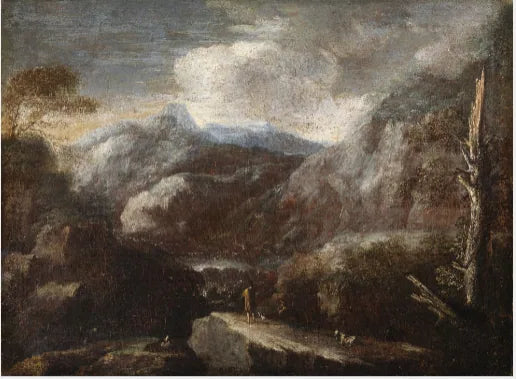 Un paysage de montagne - Salvator Rosa image 1 copie peinte à la main à l’huile
