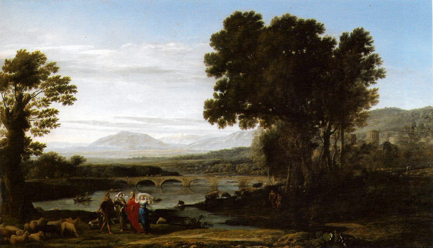 A river landscape with Jacob, Laban and his daughters - Claude Lorrain