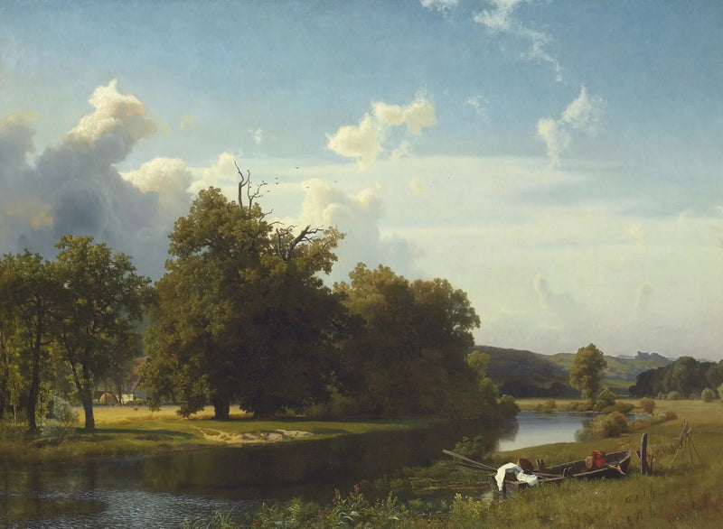 A river landscape, Westphalia - Albert Bierstadt