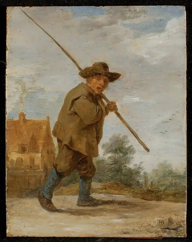 Un paysan portant une verge sur son épaule - David Teniers le Jeune image 1 reproduction d’œuvre d’art à l’huile