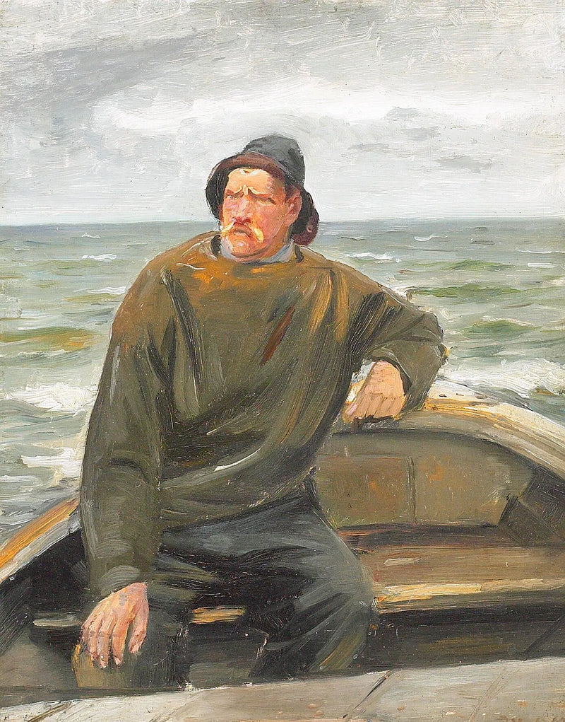 A fisherman in a boat. - Michael Peter Ancher