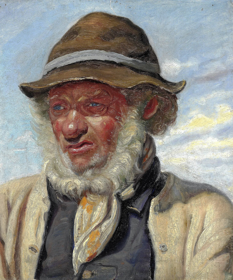 A Skagen fisherman with a full beard. - Michael Peter Ancher