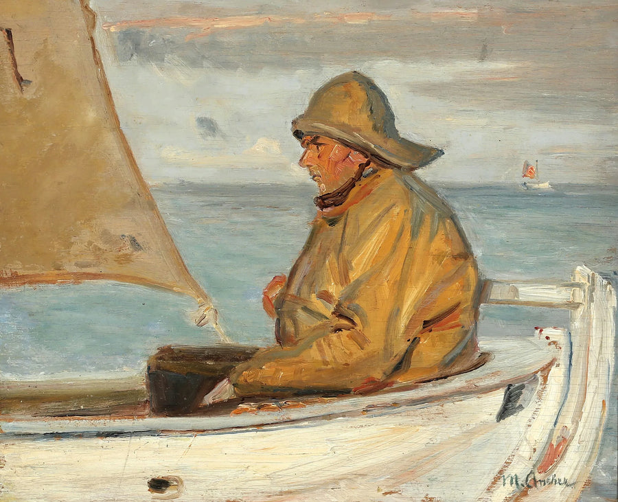 A Skagen fisherman sailing in the first rays of sunlight. - Michael Peter Ancher