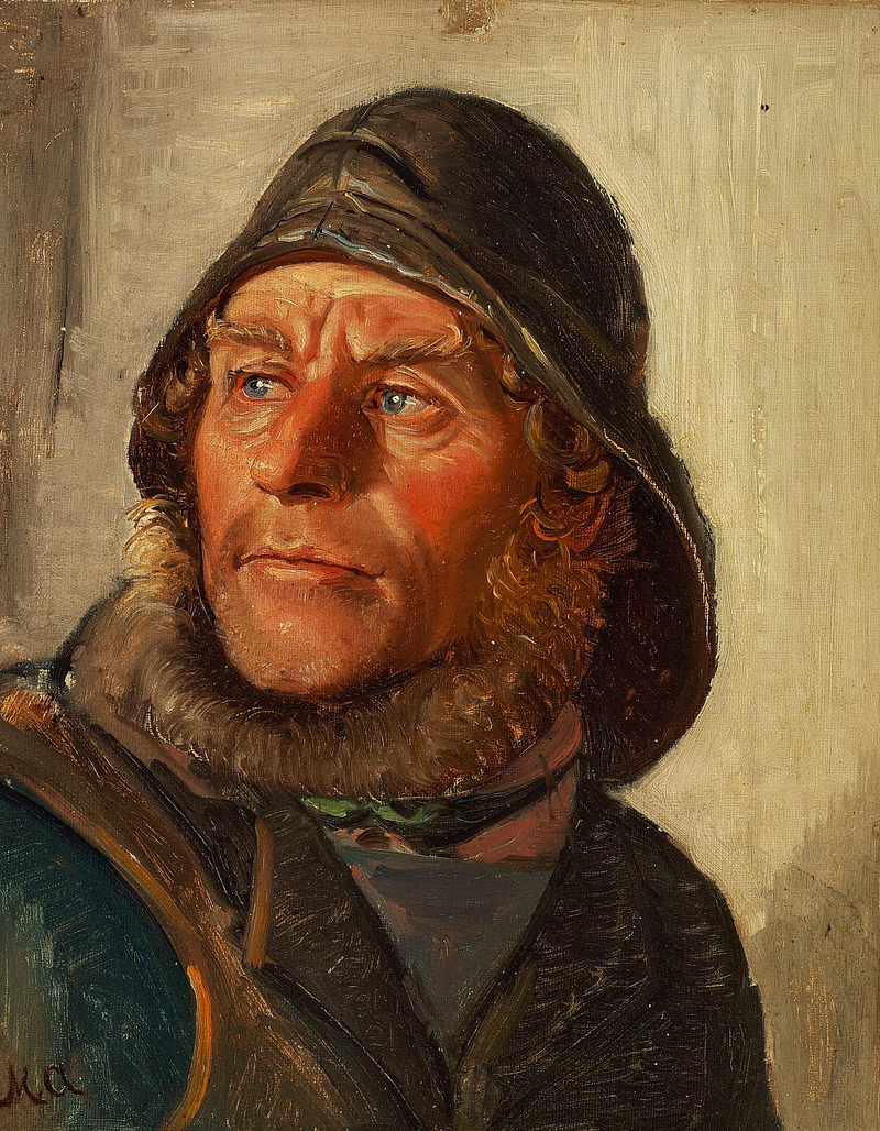 A Skagen fisherman wearing an oilskin. - Michael Peter Ancher