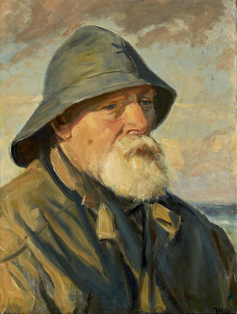 A Skagen fisherman wearing an oilskin. - Michael Peter Ancher