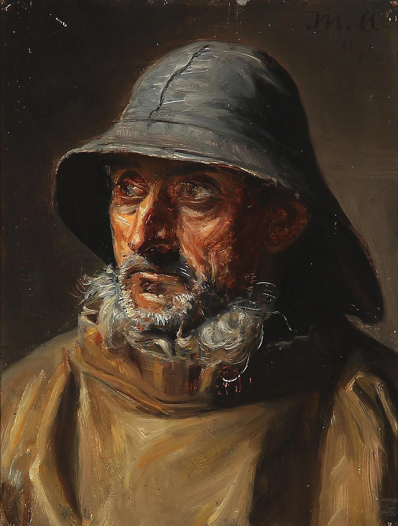 A Skagen fisherman wearing an oilskin. - Michael Peter Ancher
