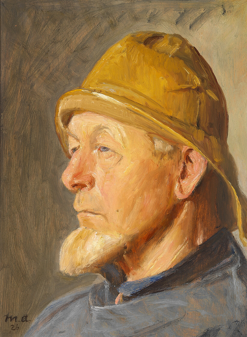 A Skagen fisherman wearing an oilskin. - Michael Peter Ancher