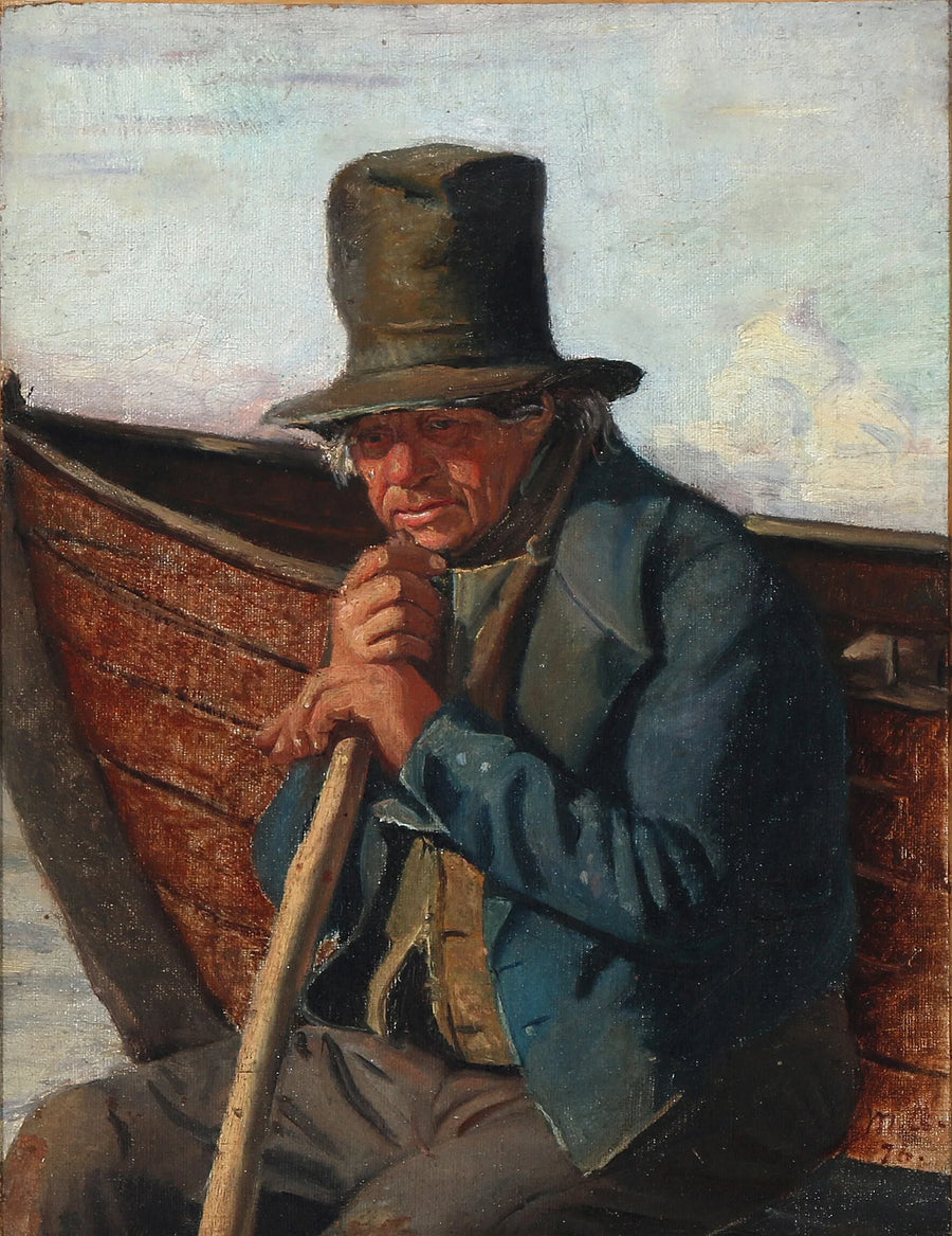 A Skagen fisherman on his boat - Michael Peter Ancher