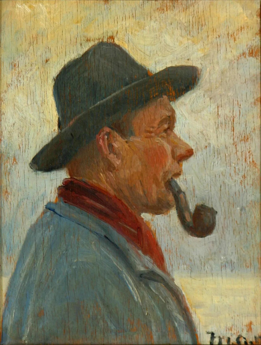A fisherman smoking a pipe. (Painting by M. Ancher) - Michael Peter Ancher