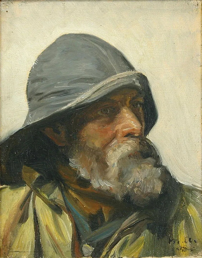 A Fisherman Wearing a Raincoat (1908) - Michael Peter Ancher