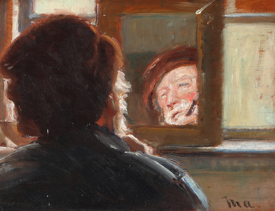 A fisherman shaving. - Michael Peter Ancher