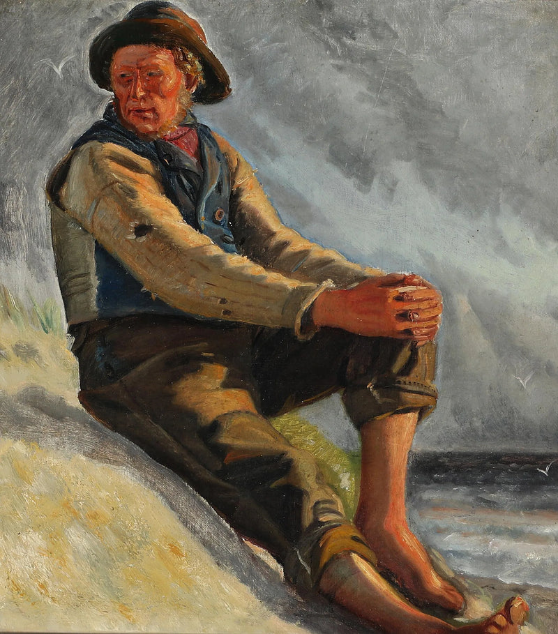 A fisherman on the beach. Sketch. - Michael Peter Ancher