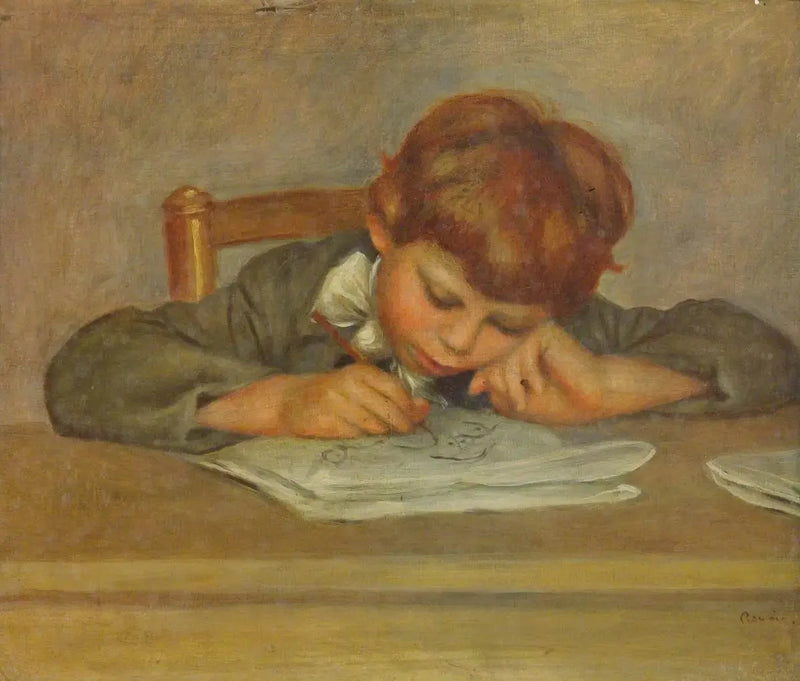 A little boy writing - Pierre-Auguste Renoir