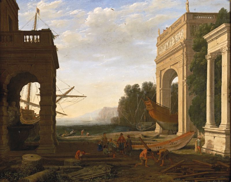 A Mediterranean port, with ships - Claude Lorrain