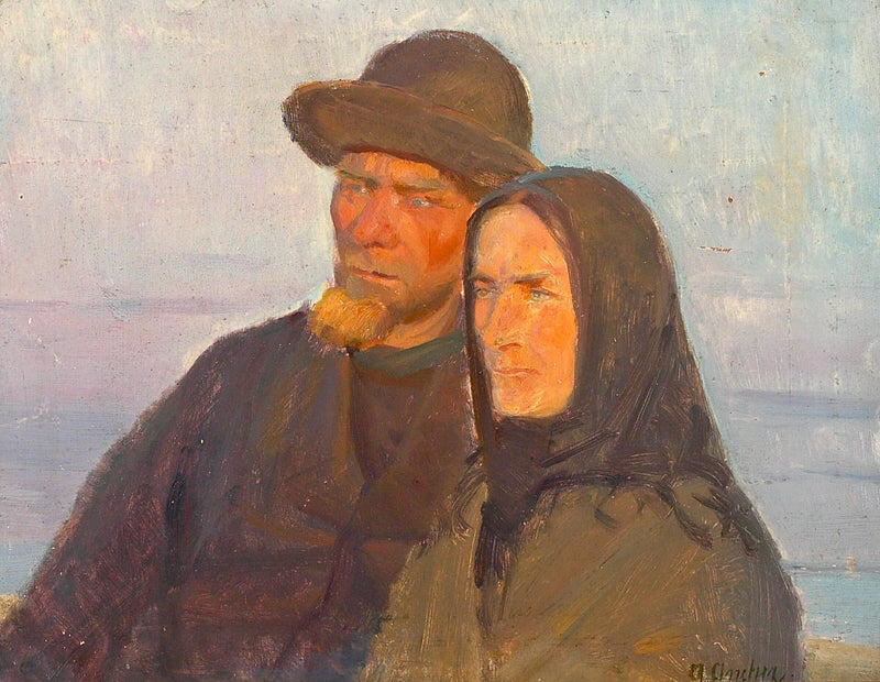 A portrait of Ole Markstrøm and his wife. -Anna Ancher