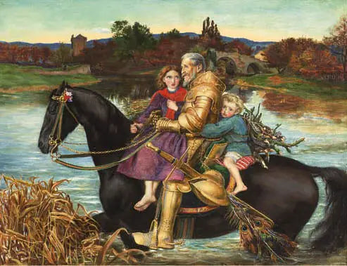A Dream of the Past: Sir Isumbras at the Ford - John Everett Millais