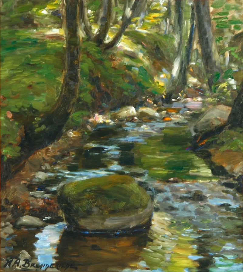 A Stream in the Forest of Herlufsholm, Denmark. - H. A. Brendekilde