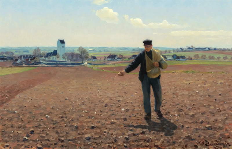 A Field Sower on a Sunny Spring Day at Brendekilde Church - H. A. Brendekilde