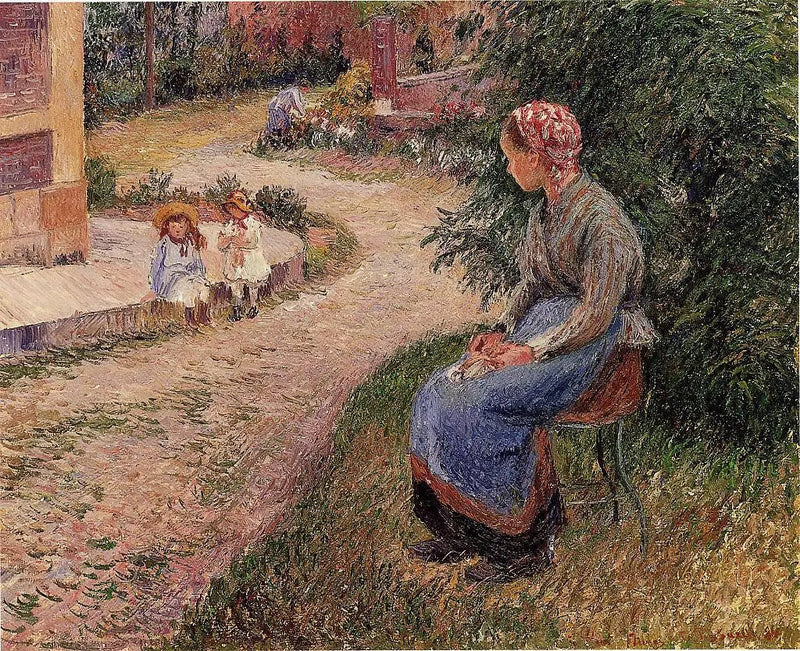 A servant sitting in the garden of Eragny - Camille Pissarro