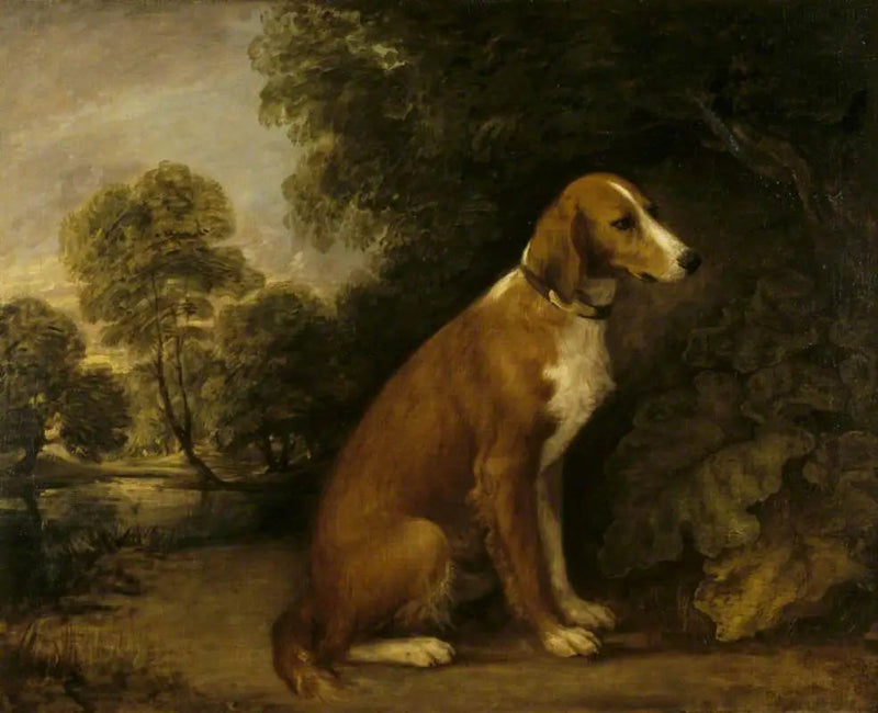 A Setter sitting in a landscape - Thomas Gainsborough