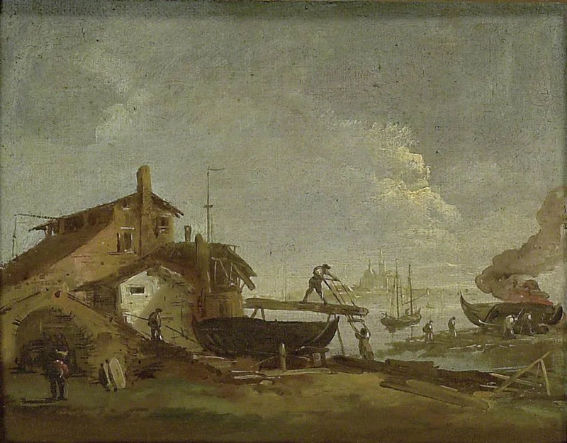 A Venetian boatyard or shipyard - Francesco Guardi