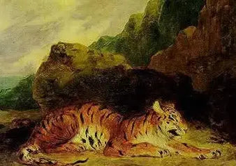A Tiger Near Its Den - Eugène Delacroix