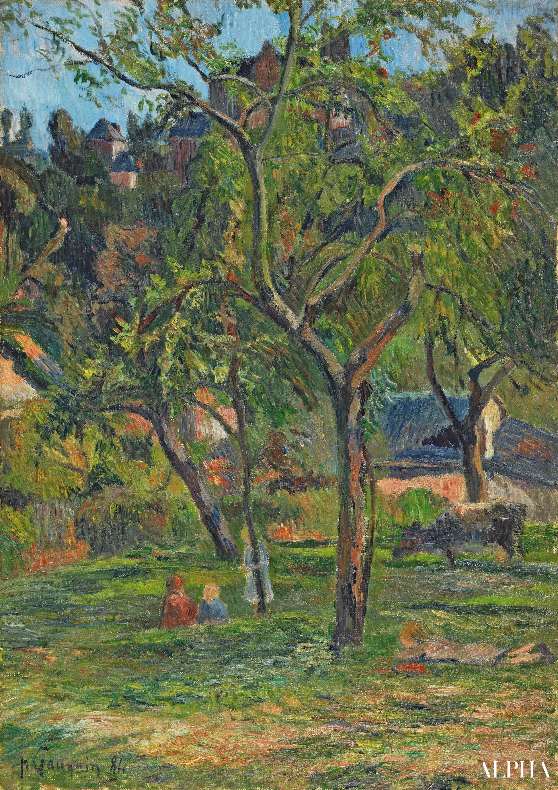 An orchard under the church of Bihorel - Paul Gauguin - High-end reproductions of paintings and artworks