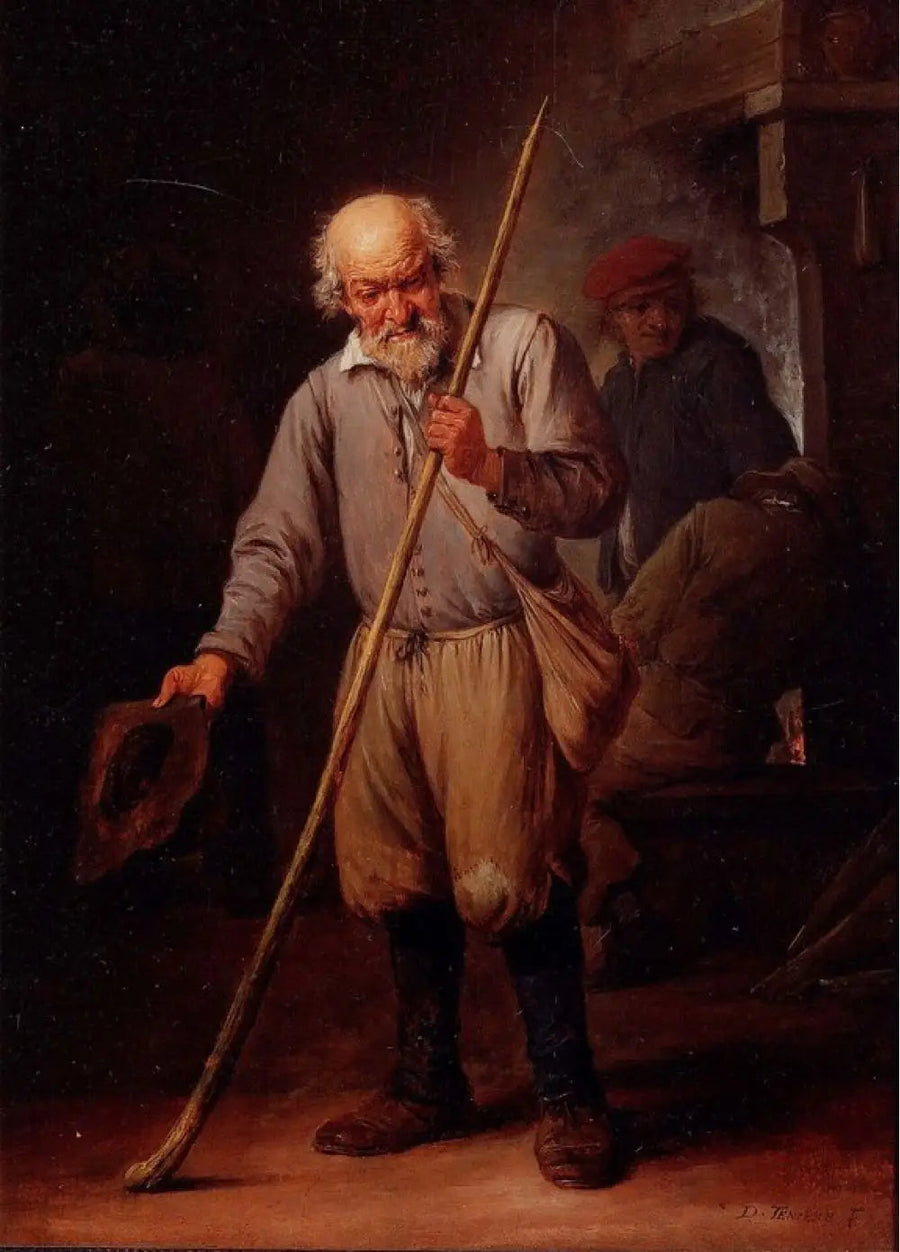 An old man with a cane - David Teniers the Younger