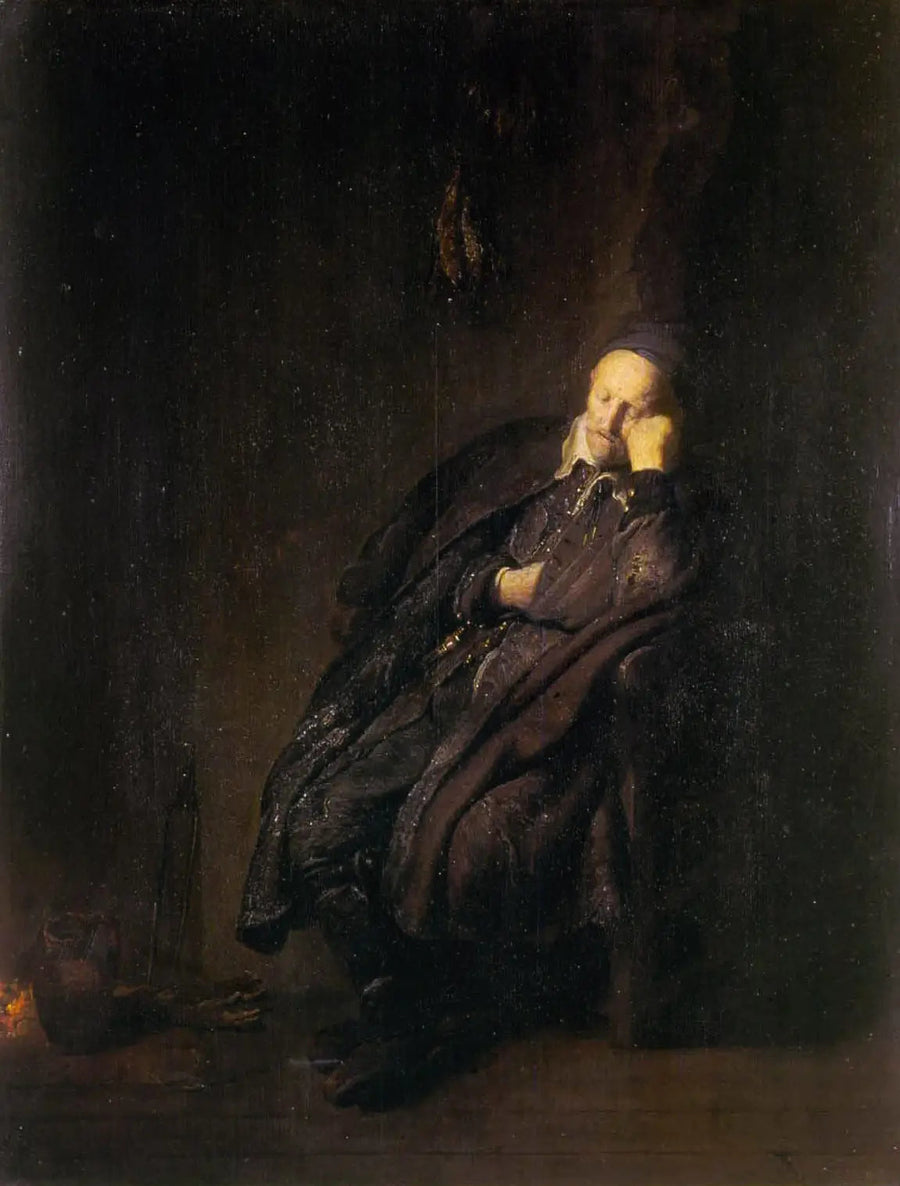 An old man sleeps near - Rembrandt