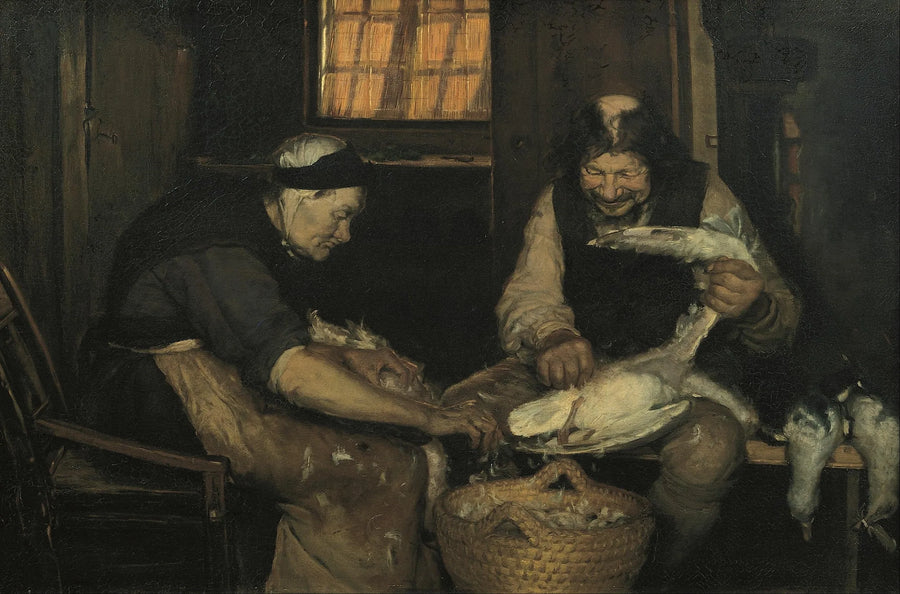 An old couple plucking seagulls. Lars Gaihede and old Lene - Anna Ancher