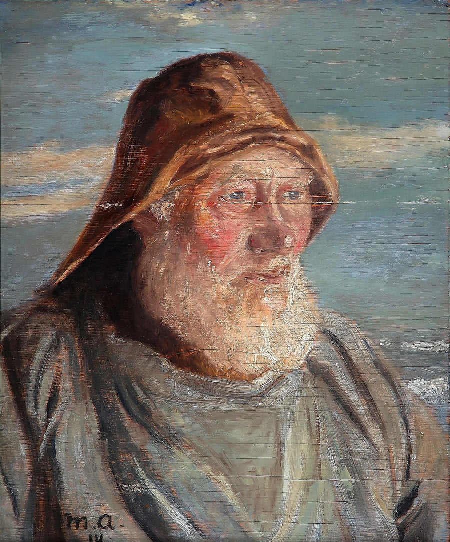 An old fisherman from Skagen wearing an oilskin. - Michael Peter Ancher