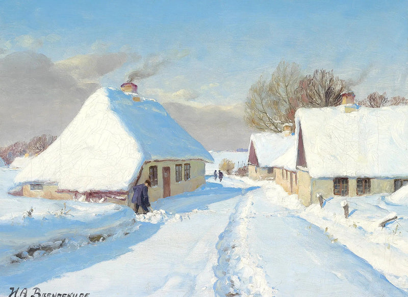 A snow-covered village. - H. A. Brendekilde