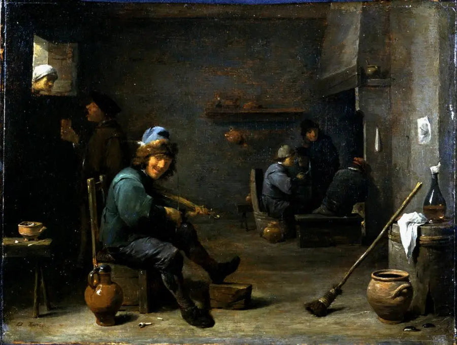 A violinist in a tavern - David Teniers the Younger